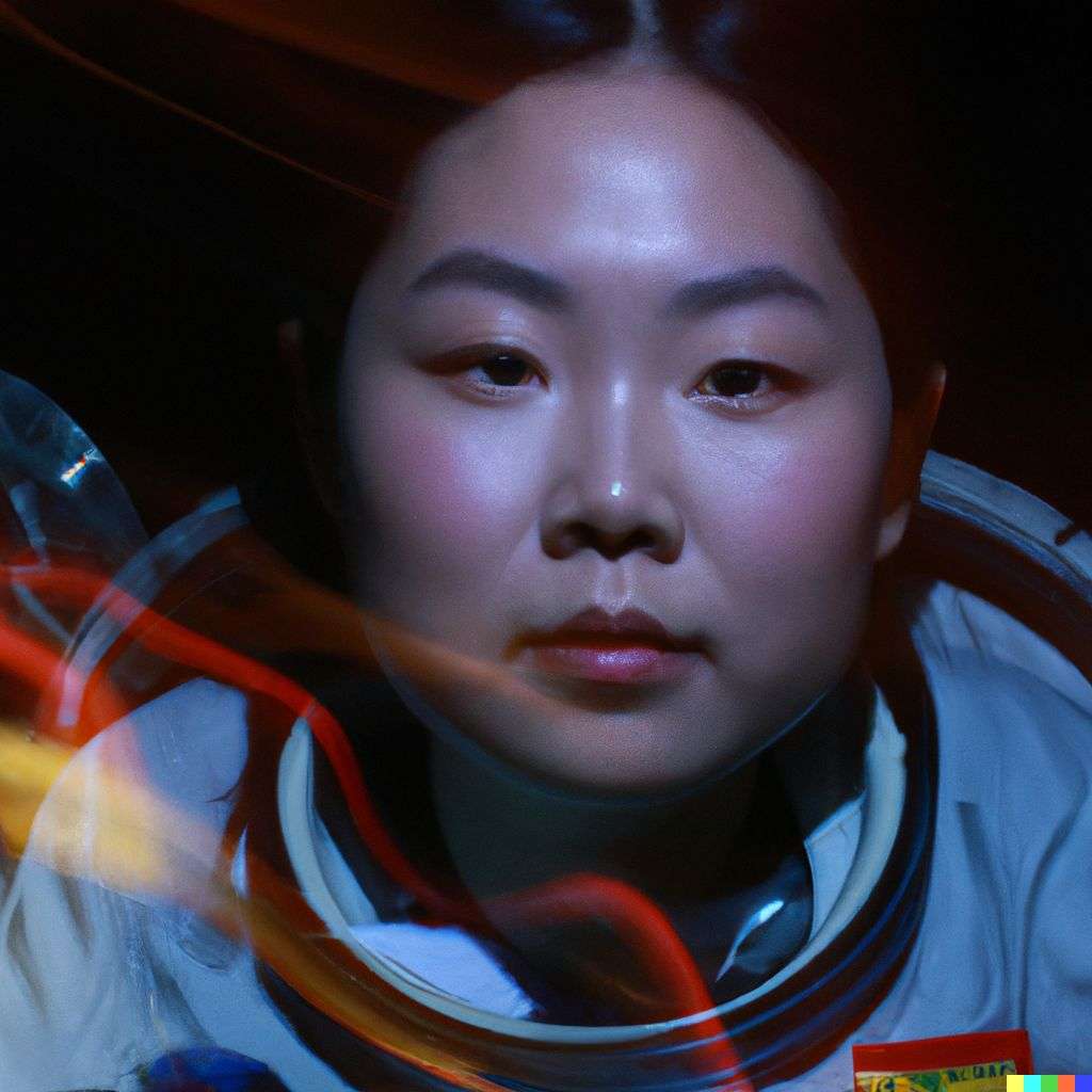 an astronaut, photograph, slow shutter speed, 1s